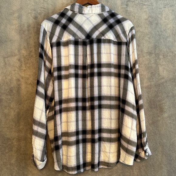 DEX PLUS Size 2X Soft Plaid Button Down Shirt Purple Flannel Cabincore Grunge - Picture 3 of 10